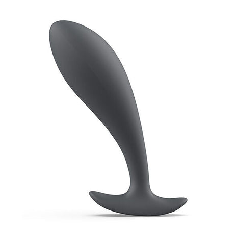 Dunkelgrauer silikon analplug mit glatten ergonomischen konturen und rundem ansatz von b swish slate