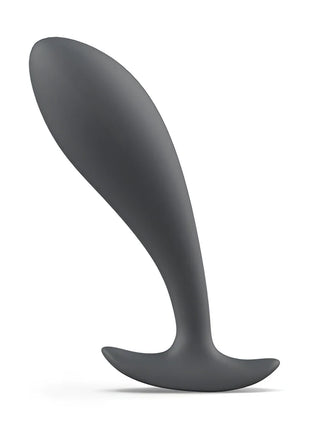 Dunkelgrauer silikon analplug mit glatten ergonomischen konturen und rundem ansatz von b swish slate