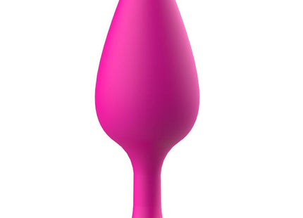 Ein lebhaft pinker, glatter silikon-prostatastöpsel mit konischem design und stabilem grund, b swish bfille basic plus magenta