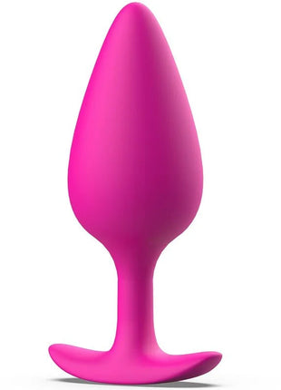 Ein lebhaft pinker, glatter silikon-prostatastöpsel mit konischem design und stabilem grund, b swish bfille basic plus magenta