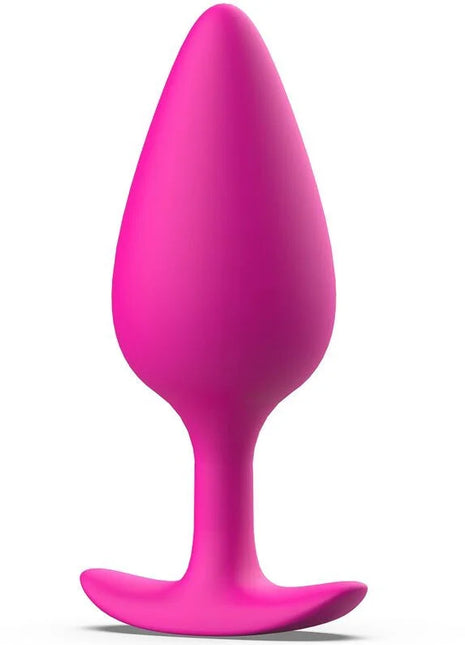 Ein lebhaft pinker, glatter silikon-prostatastöpsel mit konischem design und stabilem grund, b swish bfille basic plus magenta