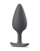 Ein schlanker, matter grauer silikon-prostatastecker b swish bfilled basic plus mit glattem, konischem design und stabilem grundfuß