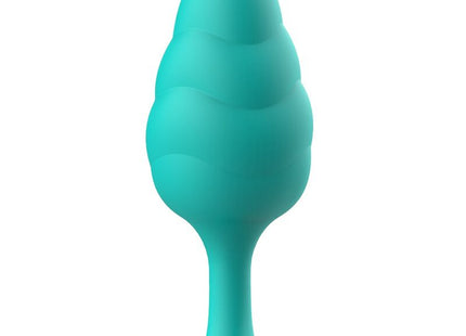 Tealfarbenes bswish bfilled basic türkiser butt plug mit muschelförmigem design, silikonoberfläche und flachem sockel