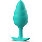 Tealfarbenes bswish bfilled basic türkiser butt plug mit muschelförmigem design, silikonoberfläche und flachem sockel