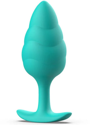 Tealfarbenes bswish bfilled basic türkiser butt plug mit muschelförmigem design, silikonoberfläche und flachem sockel