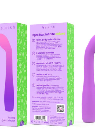 B swish bg.ee heat infinite deluxe wiederaufladbarer lavendel silikon g punkt vibrator mit usb ladekabel