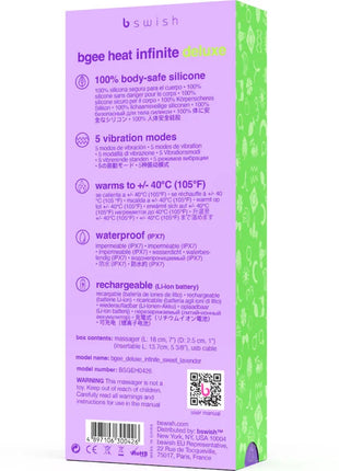 B swish bgée heat infinite deluxe lavendel silikonbody massager mit glatter oberfläche und weichen konturen für intime anwendung