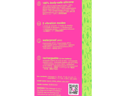 Pink und limettengrünes packaging für den bswish bgood infinite deluxe wiederaufladbaren vibrator aus blauem silikon