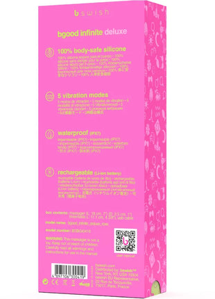 Pinkfarbene kartonverpackung des bswish bgood infinite deluxe wiederaufladbaren silikonvibrators