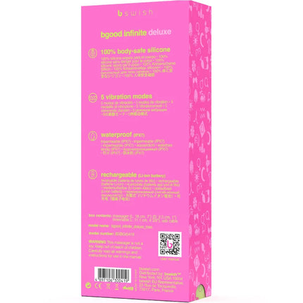 Pinkfarbene kartonverpackung des bswish bgood infinite deluxe wiederaufladbaren silikonvibrators