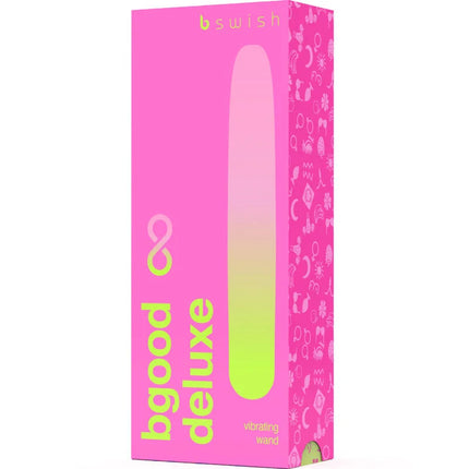 Pink und neon grüne gradient silikon vibrierender wand vibrator in gebrandeter b swish bgood infinite deluxe verpackung
