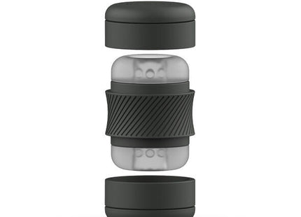 Schwarzer und transparenter silikonreise-kaffeepresser mit strukturiertem griffband im B Swish BHandy Classic Masturbator Perle Design