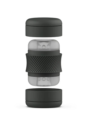 Schwarzer und transparenter silikonreise-kaffeepresser mit strukturiertem griffband im B Swish BHandy Classic Masturbator Perle Design
