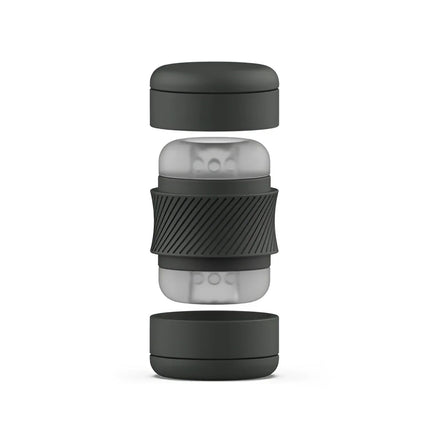 Schwarzer und transparenter silikonreise-kaffeepresser mit strukturiertem griffband im B Swish BHandy Classic Masturbator Perle Design