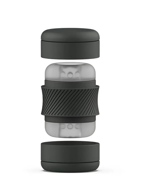 Schwarzer und transparenter silikonreise-kaffeepresser mit strukturiertem griffband im B Swish BHandy Classic Masturbator Perle Design