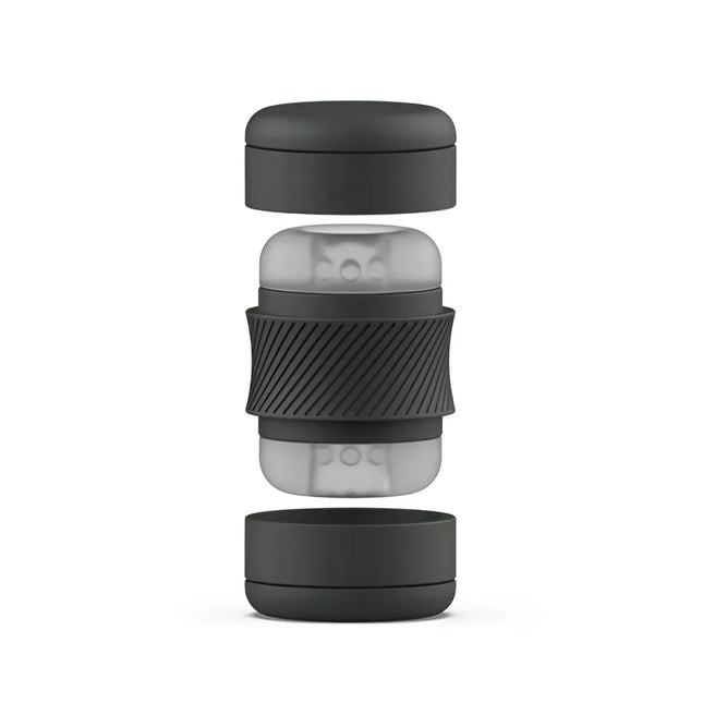 Schwarzer und transparenter silikonreise-kaffeepresser mit strukturiertem griffband im B Swish BHandy Classic Masturbator Perle Design