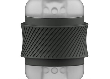 Transparenter silikon reisemug mit mattschwarzem strukturiertem griffband im b swish bhandy classic masturbator perle design