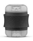 Transparenter silikon reisemug mit mattschwarzem strukturiertem griffband im b swish bhandy classic masturbator perle design