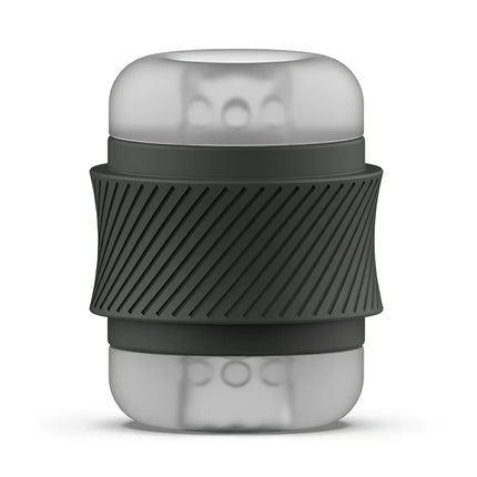 Transparenter silikon reisemug mit mattschwarzem strukturiertem griffband im b swish bhandy classic masturbator perle design