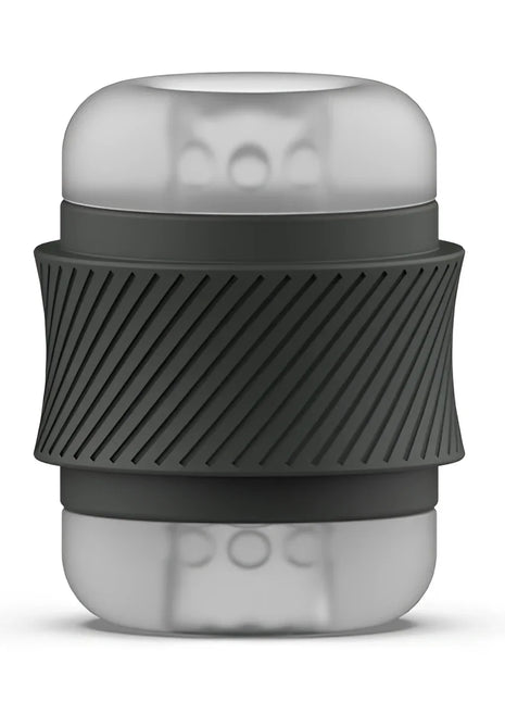 Transparenter silikon reisemug mit mattschwarzem strukturiertem griffband im b swish bhandy classic masturbator perle design