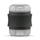 Transparenter silikon reisemug mit mattschwarzem strukturiertem griffband im b swish bhandy classic masturbator perle design