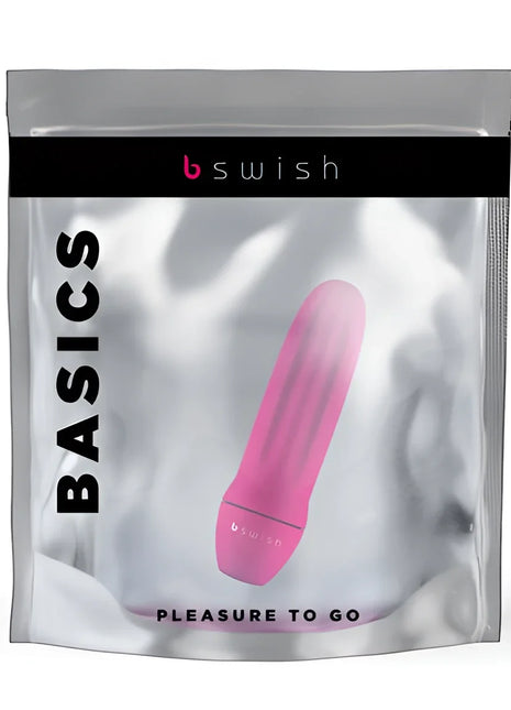 Rosa silikon lustspielzeug in silber folienverpackung mit b swish branding b swish bmine classic blush pink
