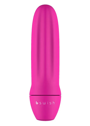 Ein schlankes, lebhaft pinkes bswish bmine classic personal pleasure device mit glatter, gerippter textur und abgerundeten konturen