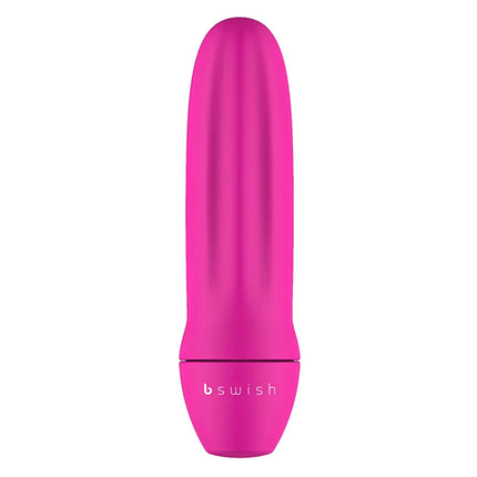 Ein schlankes, lebhaft pinkes bswish bmine classic personal pleasure device mit glatter, gerippter textur und abgerundeten konturen