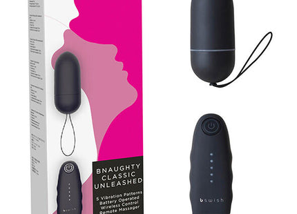 Schwarzer bswish bnaaughty classic unleashed kabelloser vibrator mit fernbedienung, led-anzeige und handgelenkband