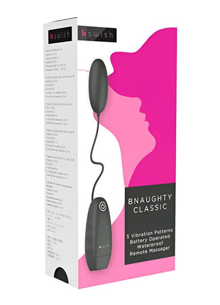 Schwarzer b swish bnaaughty classic batteriebetriebener massagewand mit ergonomischem design und wasserdichtem gehäuse
