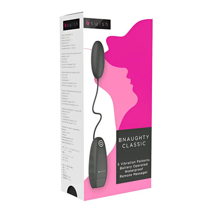 Schwarzer b swish bnaaughty classic batteriebetriebener massagewand mit ergonomischem design und wasserdichtem gehäuse