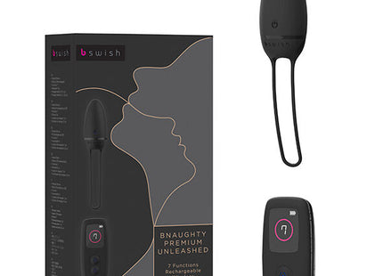Schwarzer b swish bnaughty premium unleashed kabelloser dual control massager mit glatter oberfläche und integriertem griffschlaufen