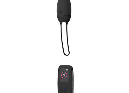 Schwarzer silikon ei vibrator b swish bnaaughty premium unleashed mit schlaufe und passender fernbedienung mit rosa knopfrand