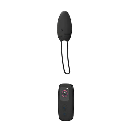 Schwarzer silikon ei vibrator b swish bnaaughty premium unleashed mit schlaufe und passender fernbedienung mit rosa knopfrand