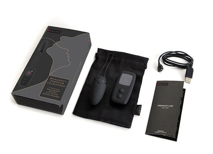 Schwarzes silikon-vibrationsspielzeug b swish bnaughty premium unleashed mit kleinem display und fernbedienung