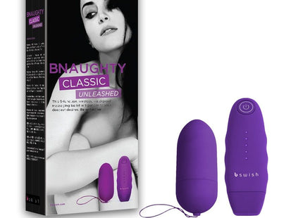 Lila bswish bnaughty unleashed klassische kabellose vibrator mit power-taste und vier bedienpunkten auf langem körper