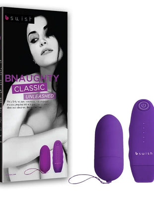 Lila bswish bnaughty unleashed klassische kabellose vibrator mit power-taste und vier bedienpunkten auf langem körper