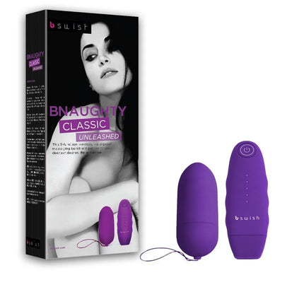 Lila bswish bnaughty unleashed klassische kabellose vibrator mit power-taste und vier bedienpunkten auf langem körper