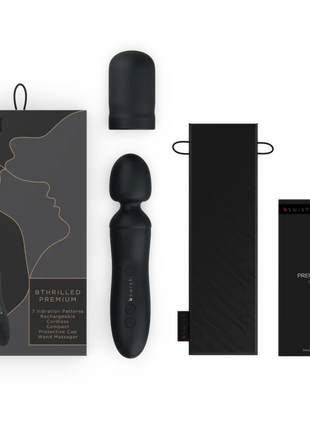 Schwarzer b swish bthrilled premium kabelloser kompakter wand massager mit schutzkappe und tragetasche
