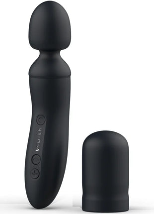 Schwarzer bswish bthrilled vibrator stab aus silikon mit drei steuerknöpfen und passender schutzhülle