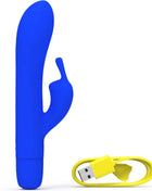 Blauer silikon vibrator b swish bwild bunny infinite mit gelbem usb ladekabel wiederaufladbar