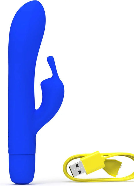 Blauer silikon vibrator b swish bwild bunny infinite mit gelbem usb ladekabel wiederaufladbar