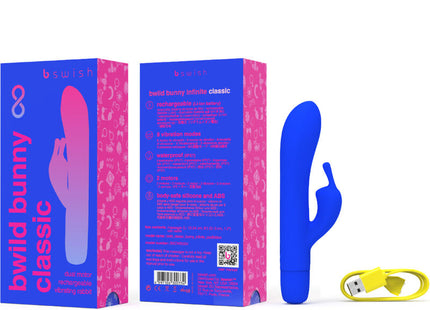 Blauer silikon vibrator von b swish shaped wie ein kaninchen mit glattem gebogenem design und kleinem schwanz