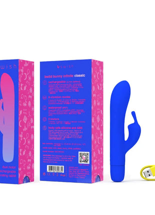 Blauer silikon vibrator von b swish shaped wie ein kaninchen mit glattem gebogenem design und kleinem schwanz