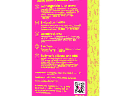 Rosa und gelbe verpackung des bswish wild bunny infinite klassischer wiederaufladbarer vibrator aus silikon und abs