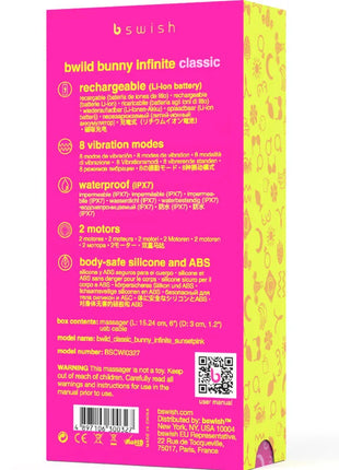 Rosa und gelbe verpackung des bswish wild bunny infinite klassischer wiederaufladbarer vibrator aus silikon und abs