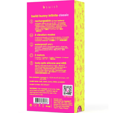 Rosa und gelbe verpackung des bswish wild bunny infinite klassischer wiederaufladbarer vibrator aus silikon und abs