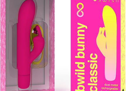 B swish bwild bunny dual motor wiederaufladbarer vibrator in rosa und gelb mit glattem silikonfinish