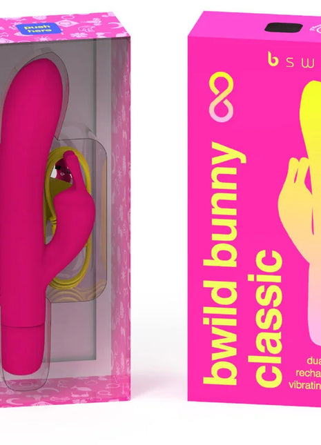 B swish bwild bunny dual motor wiederaufladbarer vibrator in rosa und gelb mit glattem silikonfinish
