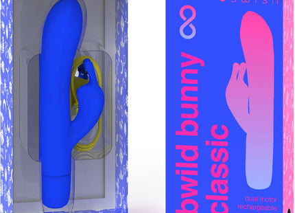 Blauer b swish bwild bunny dualmotor vibrierender wiederaufladbarer silikon vibrator im klassischen design